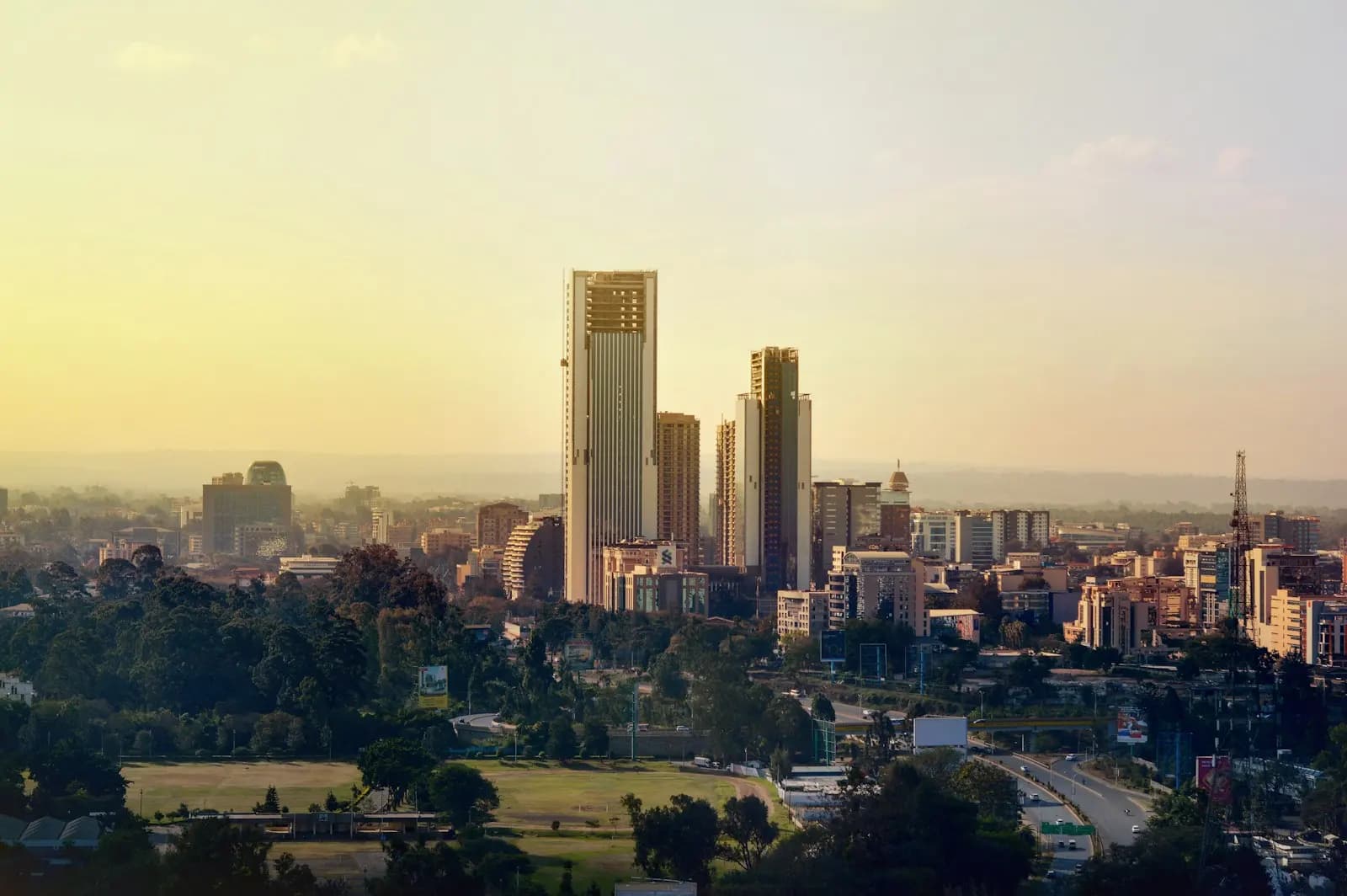 Nairobi skyline at sunset