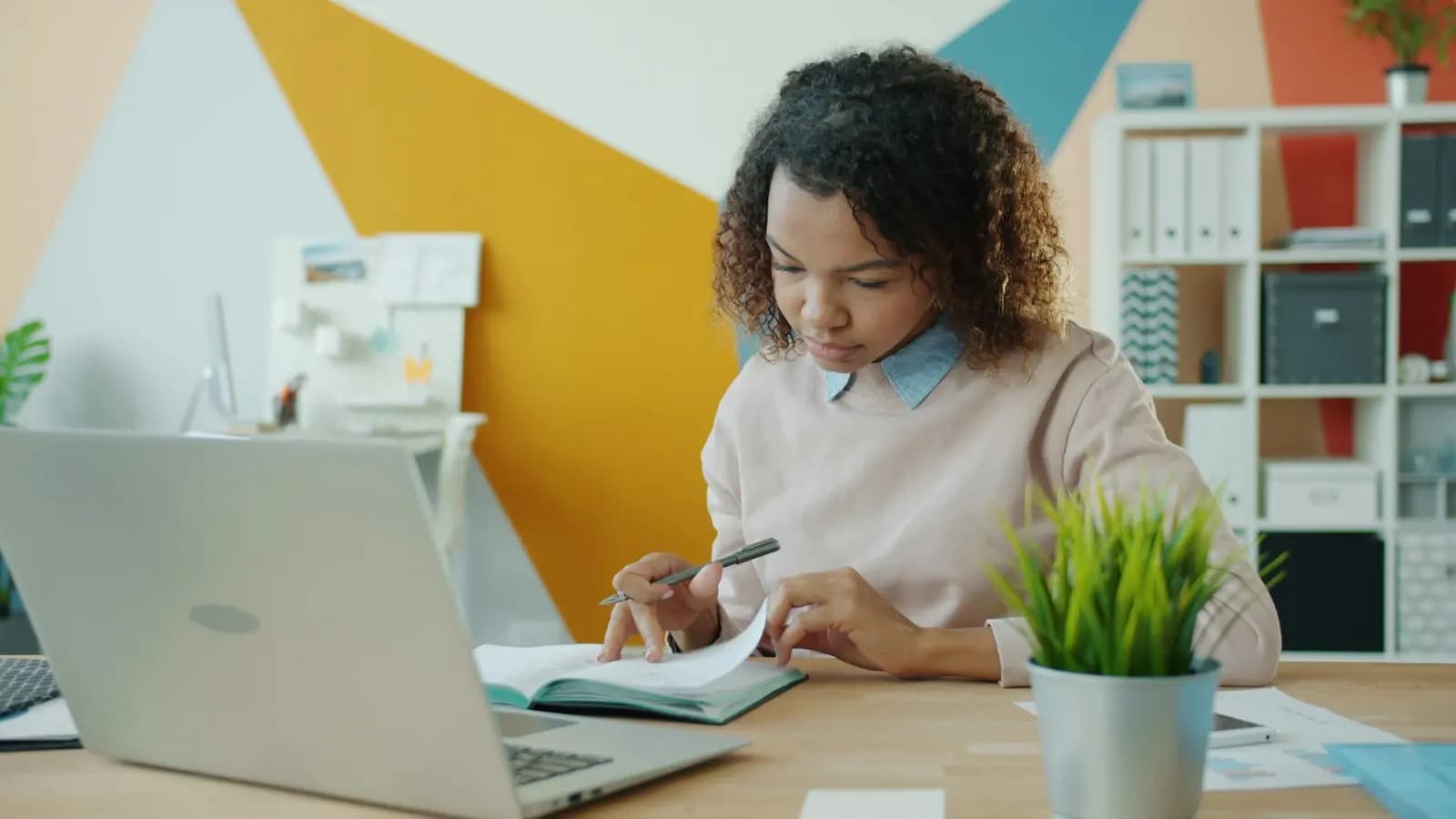 Someone checking figures at a desk